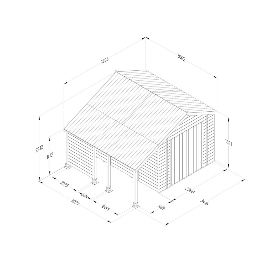 Timberdale 10×8 Apex Shed No Window – Double Door With Log Store 5013053195918 2